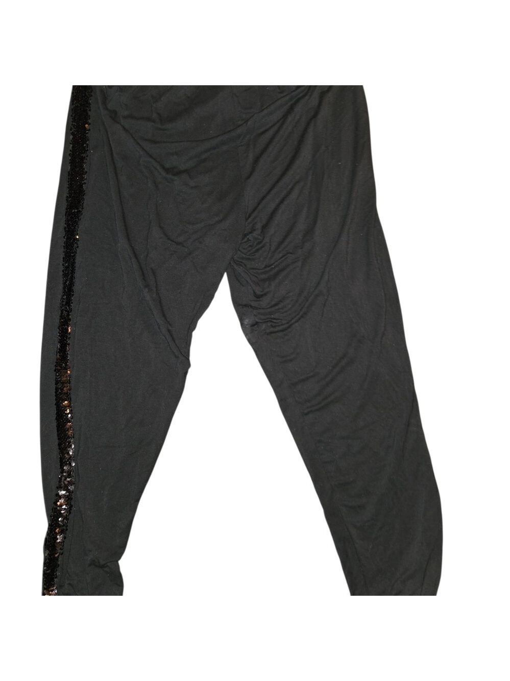 Thalia Sodi Black Women's Sequin Track Pants Size L - Picture 3 of 5